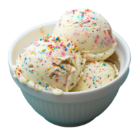 Close-up of Colorful Sprinkles Ice Cream in a White Bowl png