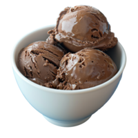 Chocolate Ice Cream Scoops in a White Bowl png