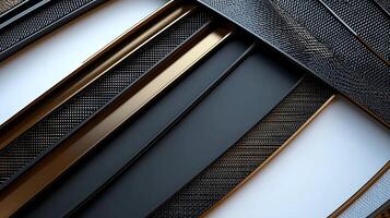 Close-up view of textured metallic panels showcasing intricate designs and patterns photo