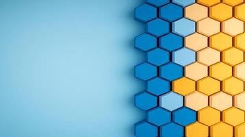 Colorful hexagonal pattern transitioning from blue to yellow on a smooth background photo