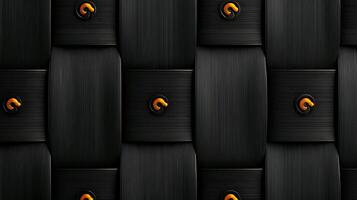 Textured black wooden panels with orange accents, creating a modern aesthetic for design use photo