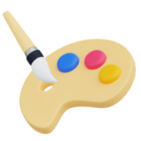 A paint brush and palette 3D Icon png