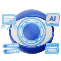 Biometric Eye with AI 3D Icon Object Element png
