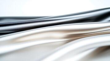 Close-up of elegantly draped satin fabric showcasing smooth textures and subtle color variations photo