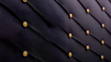 Close-up of an elegant tufted fabric wall with golden buttons, showcasing luxury design elements photo