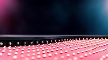 Close-up of a vibrant LED display with colorful lights illuminating a dark background photo