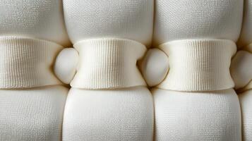 Close-up view of a luxurious mattress fabric showcasing its texture and stitching details photo