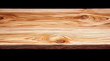 Close-up view of a polished wooden surface showcasing intricate grain patterns and textures photo