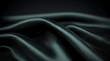 Close-up of smooth, flowing black fabric with subtle texture against a dark background photo