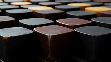Close-up view of stacked wooden blocks in various colors, showcasing texture and arrangement photo