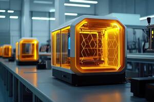 3d printers operating in modern laboratory creating futuristic innovative products photo