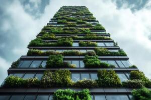Modern green building showing sustainability and innovation in architecture photo