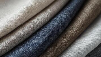 Linen fabric in various colors and textures on display photo