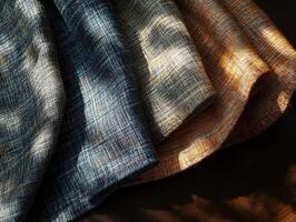 Linen fabric showcases rich textures and earthy colors photo