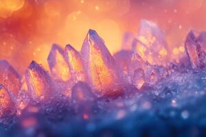 Macro closeup of sparkling crystals creating magical landscape photo
