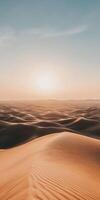 The sun rises over the desert in the middle of the day photo