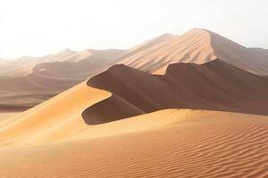 A desert with sand dunes and mountains photo