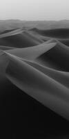 Black and white photo of sand dunes in the desert