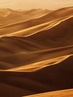 The desert is full of sand dunes and mountains photo