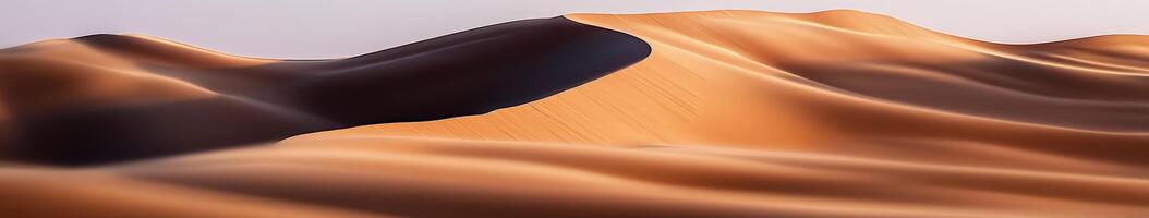A desert landscape with sand dunes and mountains photo