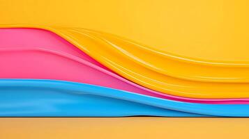 Colorful abstract wave patterns in pink, yellow, and blue creating a vibrant background scene photo