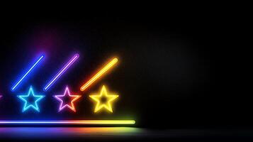 Colorful neon stars and lines glowing against a dark background, creating a vibrant visual effect photo