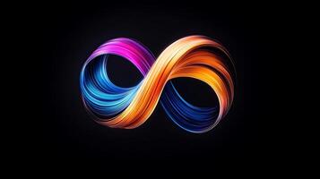 Colorful infinity symbol with flowing gradients on a dark background, representing continuity and creativity photo