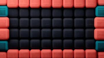 Colorful geometric pattern of interlocking blocks creating a vibrant abstract design photo