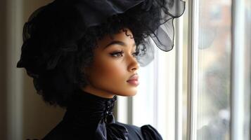 Silk bonnet fashion highlighting elegance and style in natural light photo