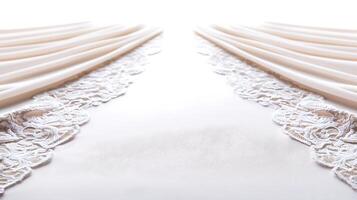 Elegant lace detailing on soft fabric, highlighting texture and design for fashion or decor use photo