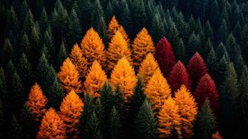 Colorful autumn trees creating a vibrant tapestry in a lush forest photo