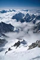 Majestic mountain range under clear skies photo