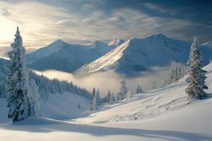 Snow covered mountains photo