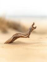 A driftwood branch on the sand photo