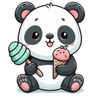 little panda with icecream png
