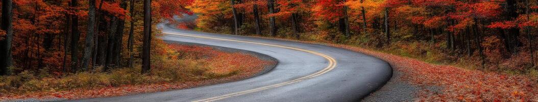 A winding road through the fall foliage photo