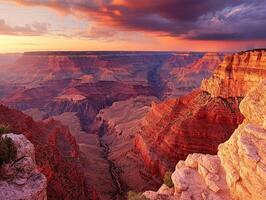 The grand canyon is seen in the sunset photo