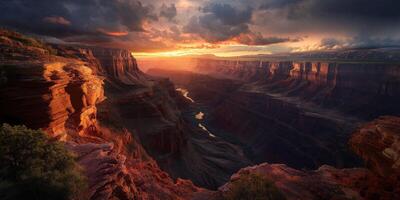 The sun sets over the grand canyon at sunset photo
