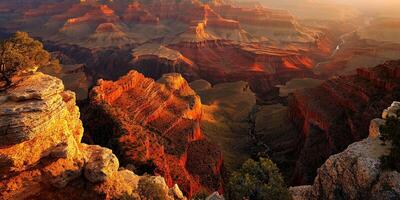 The sun rises over the grand canyon at sunset photo