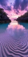 A beautiful sunset over the water with waves photo