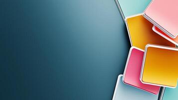 Colorful geometric shapes arranged artistically on a smooth gradient background photo