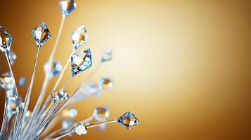 A sparkling arrangement of crystal-like objects against a warm golden background, creating an elegant ambiance photo