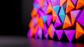Vibrant geometric patterns in purple, orange, and blue creating a modern artistic backdrop photo