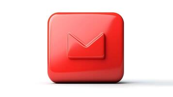 Red email icon on a white background, symbolizing digital communication and messaging photo