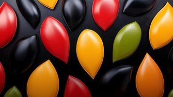 Colorful abstract design featuring leaf-shaped elements arranged on a dark background photo
