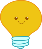 A cartoon style lightbulb with a smiling face perfect for conveying ideas innovation or a bright spark of genius png