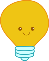An adorable smiling cartoon lightbulb radiates positivity symbolizing bright ideas and cheerful innovation Lightbulb moment png