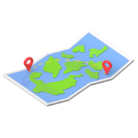 3D Map Icon with Location Pins and Route png