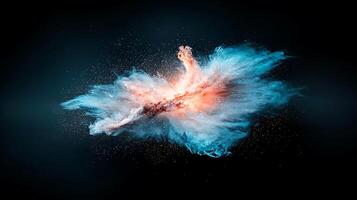 Vibrant abstract explosion of colors in a dark background, depicting energy and motion photo