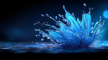Vibrant blue water splash creating dynamic patterns against a dark background, illustrating motion photo